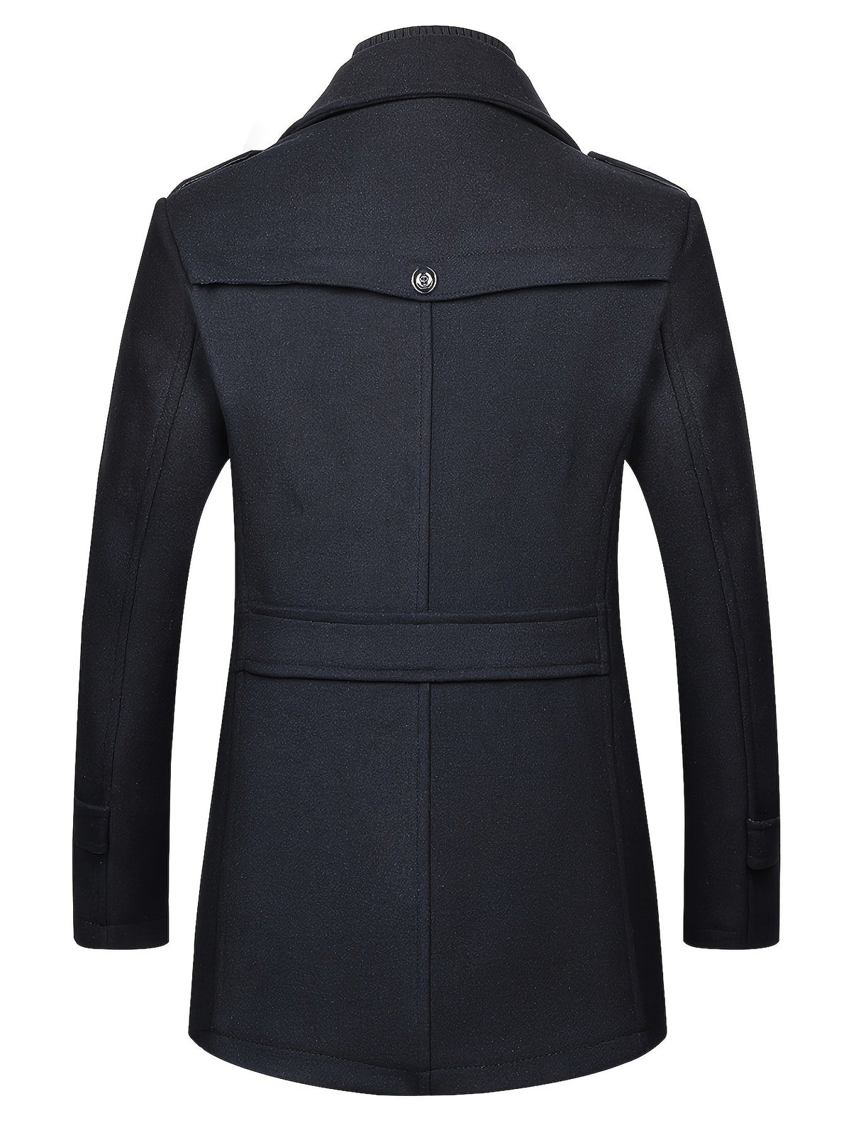 Men's Classic Detachable Collar Wool-Blend Overcoat
