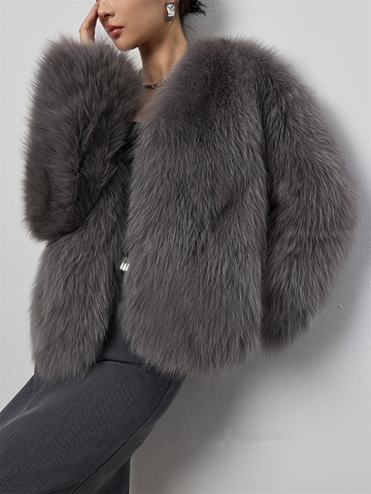 Women's Elegant Long Pile Faux Fur Coat