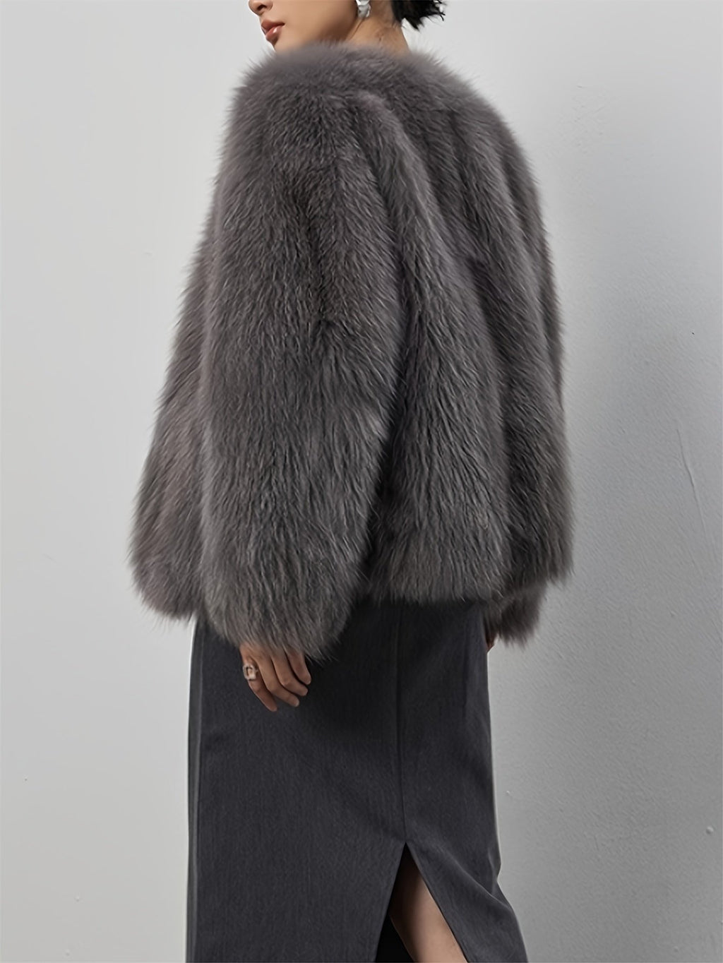 Women's Elegant Long Pile Faux Fur Coat