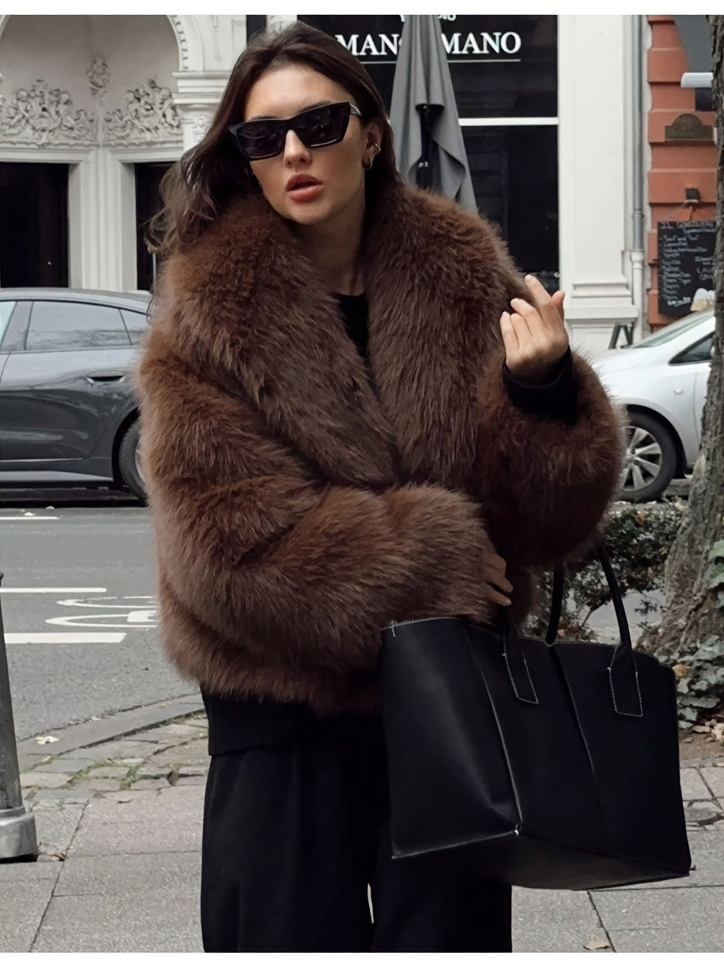 Women's Elegant Faux Fur Oversized Coat