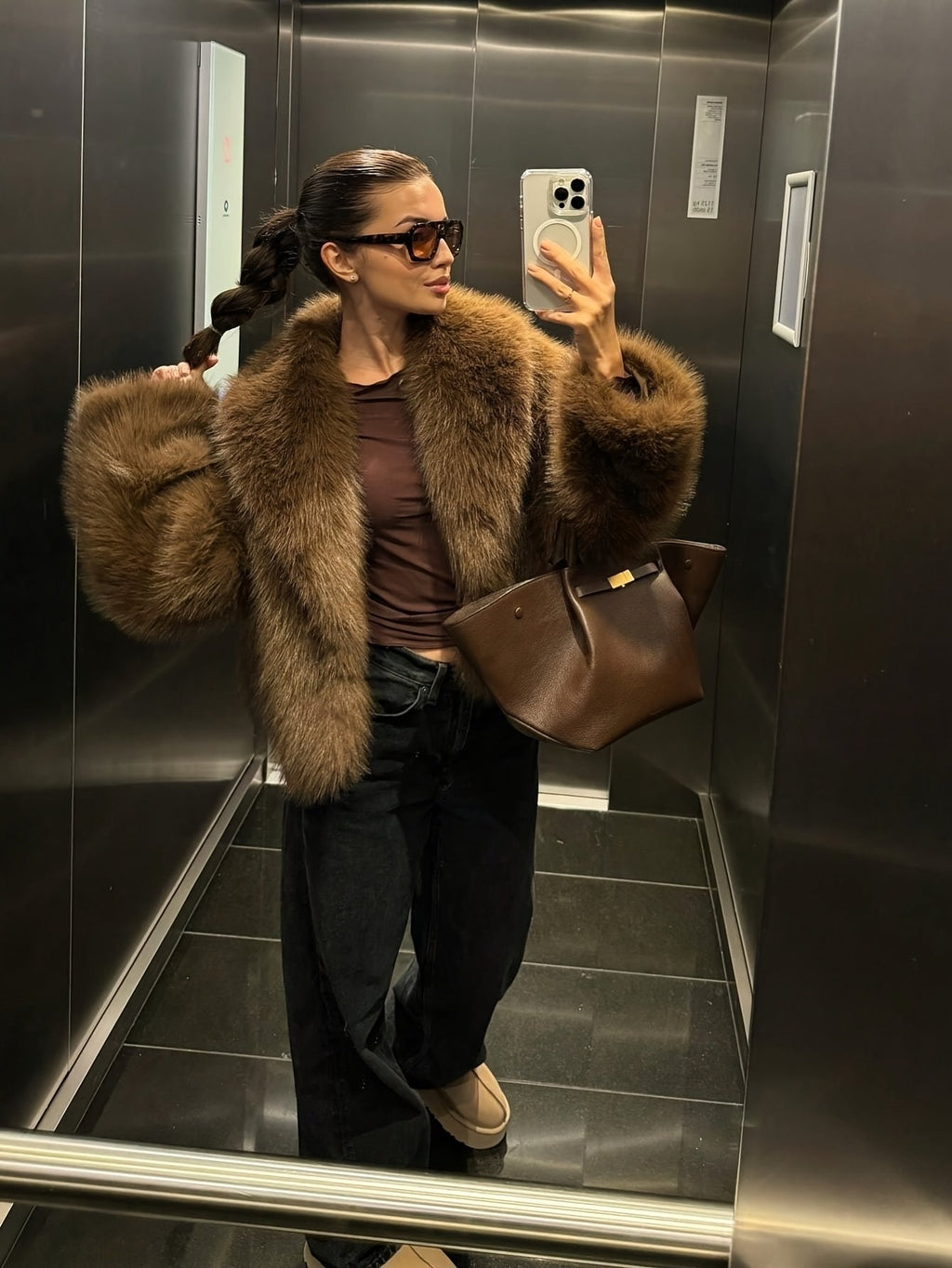 Women's Elegant Faux Fur Oversized Coat