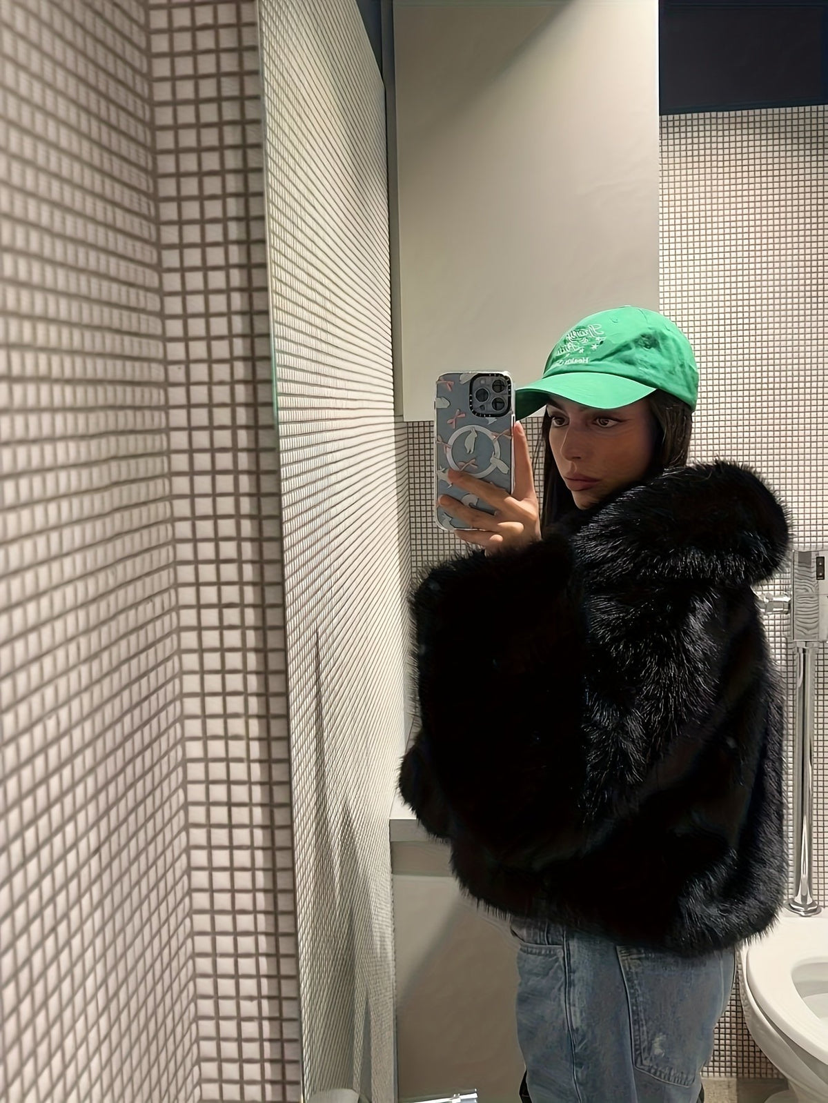 Women's Chic Faux Fur Cropped Coat
