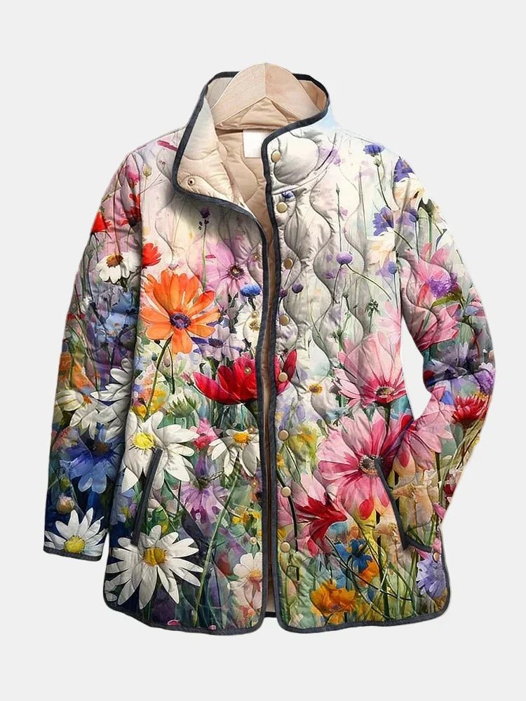 Women's Elegant Floral Quilted Jacket
