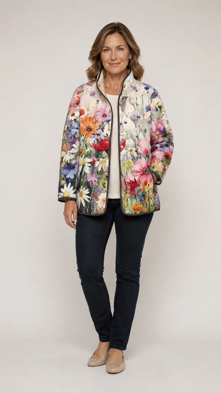 Women's Elegant Floral Quilted Jacket