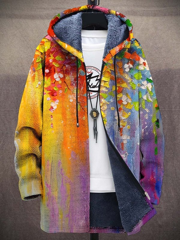 Women's Cozy Fleece-Lined Bohemian Art Coat