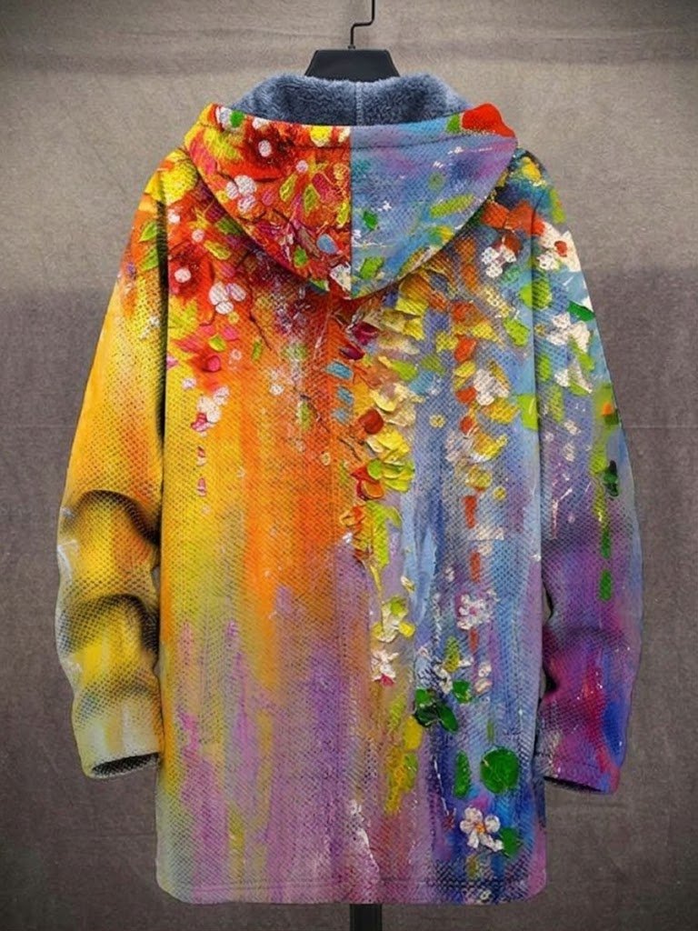 Women's Cozy Fleece-Lined Bohemian Art Coat