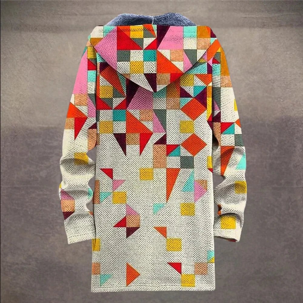Unisex Bohemian Patchwork Hooded Fleece-Lined Coat