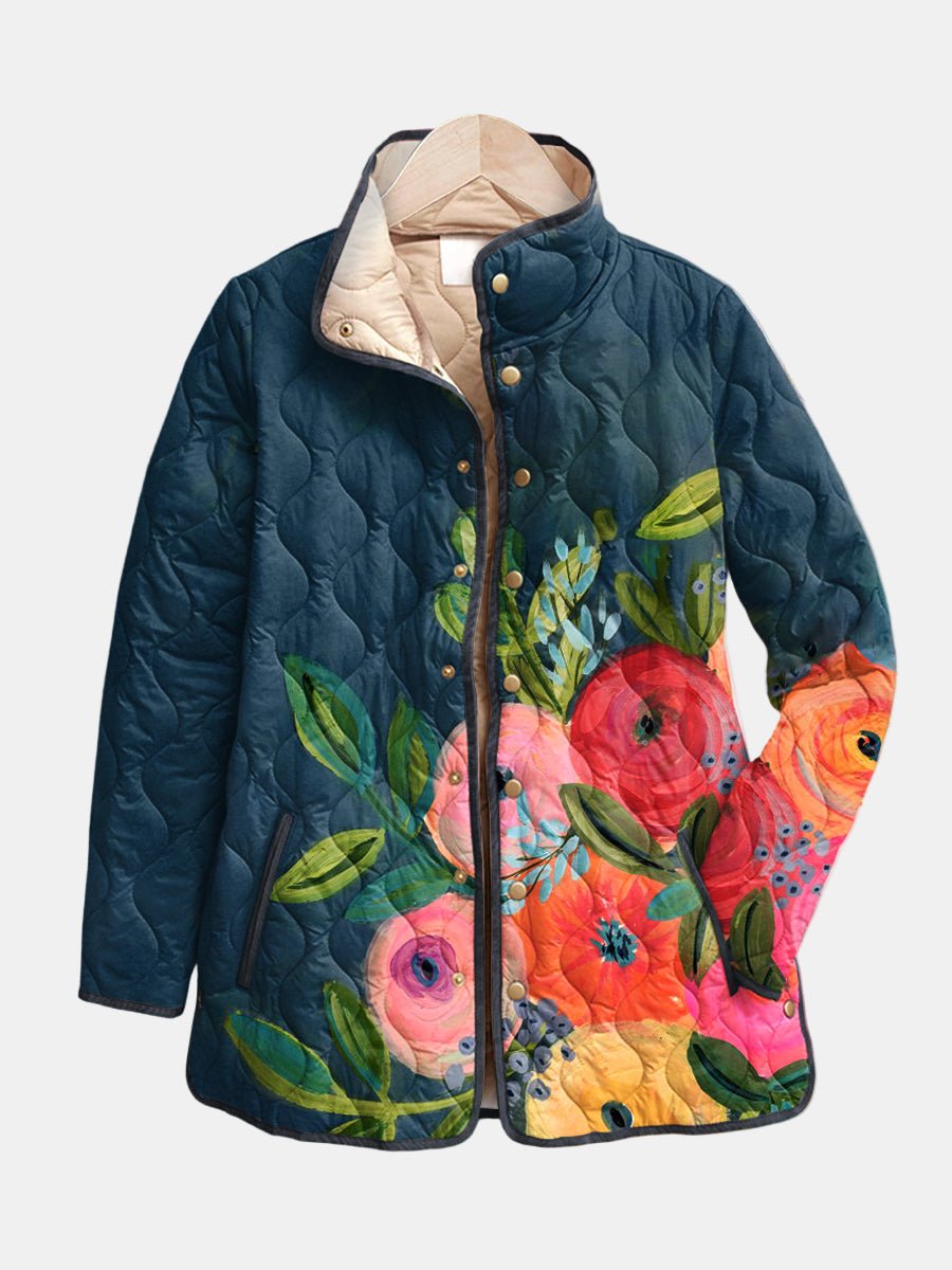 Women's Charming Quilted Floral Print Jacket