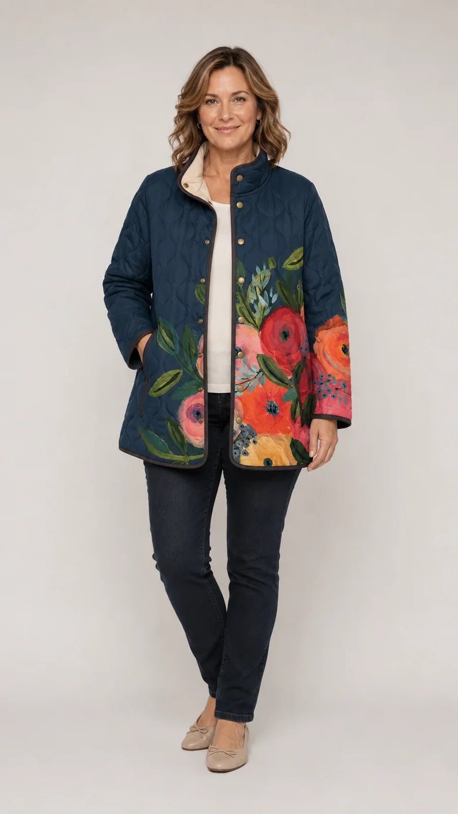 Women's Charming Quilted Floral Print Jacket