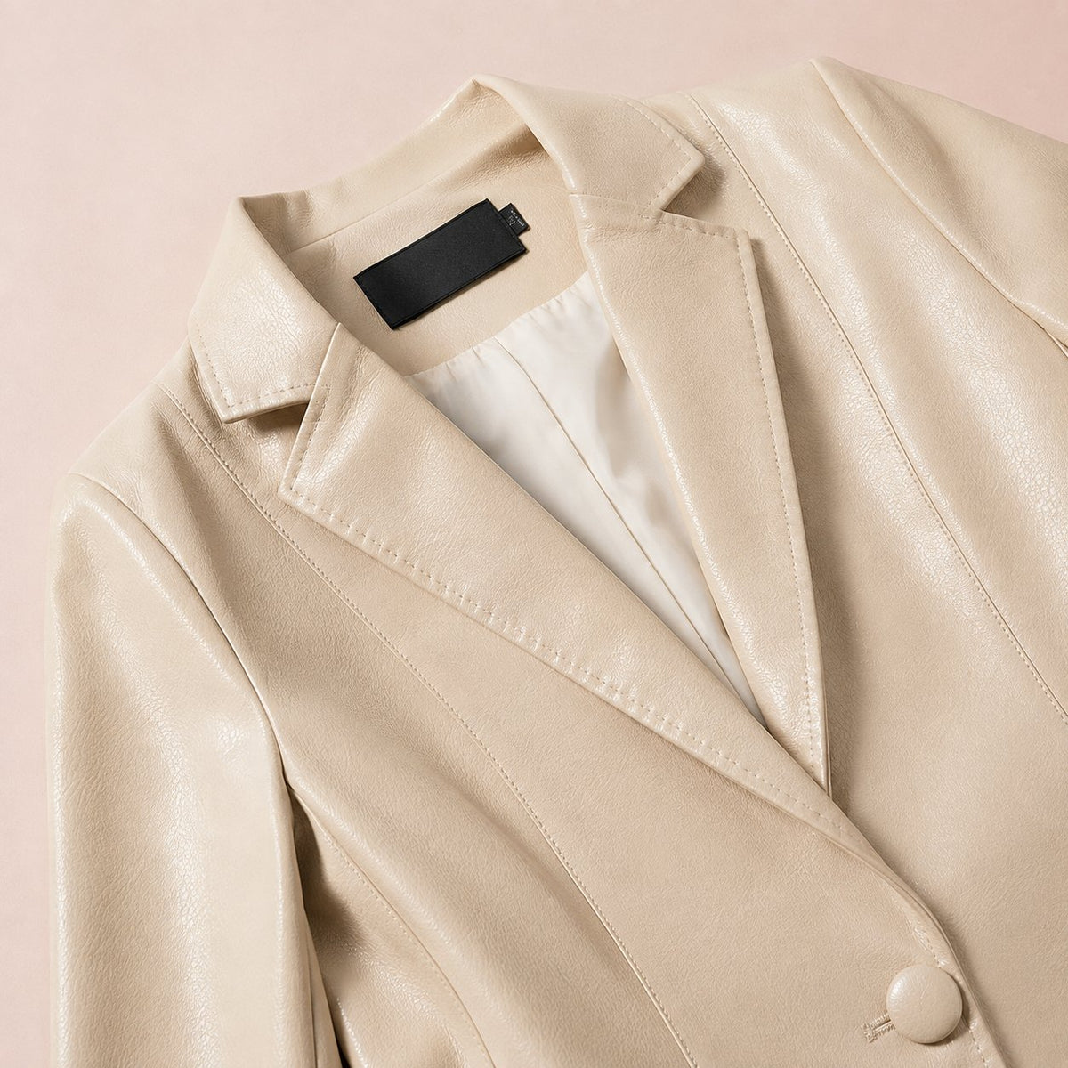 Women's Sophisticated Notched Lapel Faux Leather Blazer