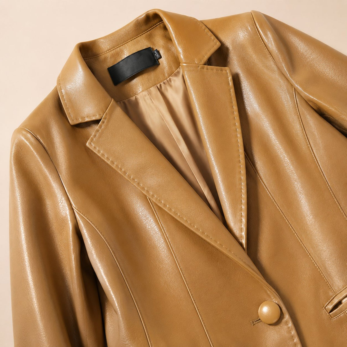 Women's Sophisticated Notched Lapel Faux Leather Blazer