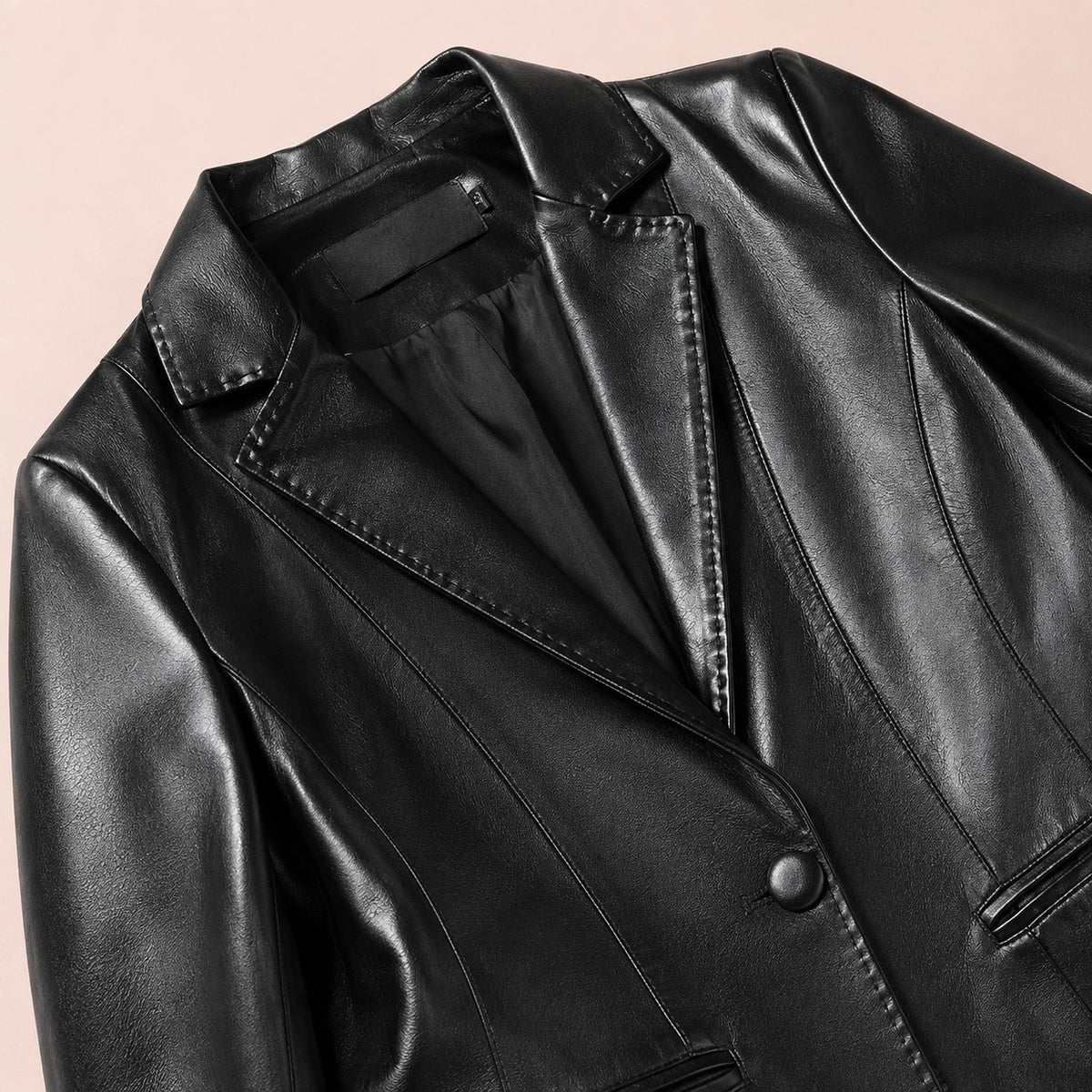 Women's Sophisticated Notched Lapel Faux Leather Blazer