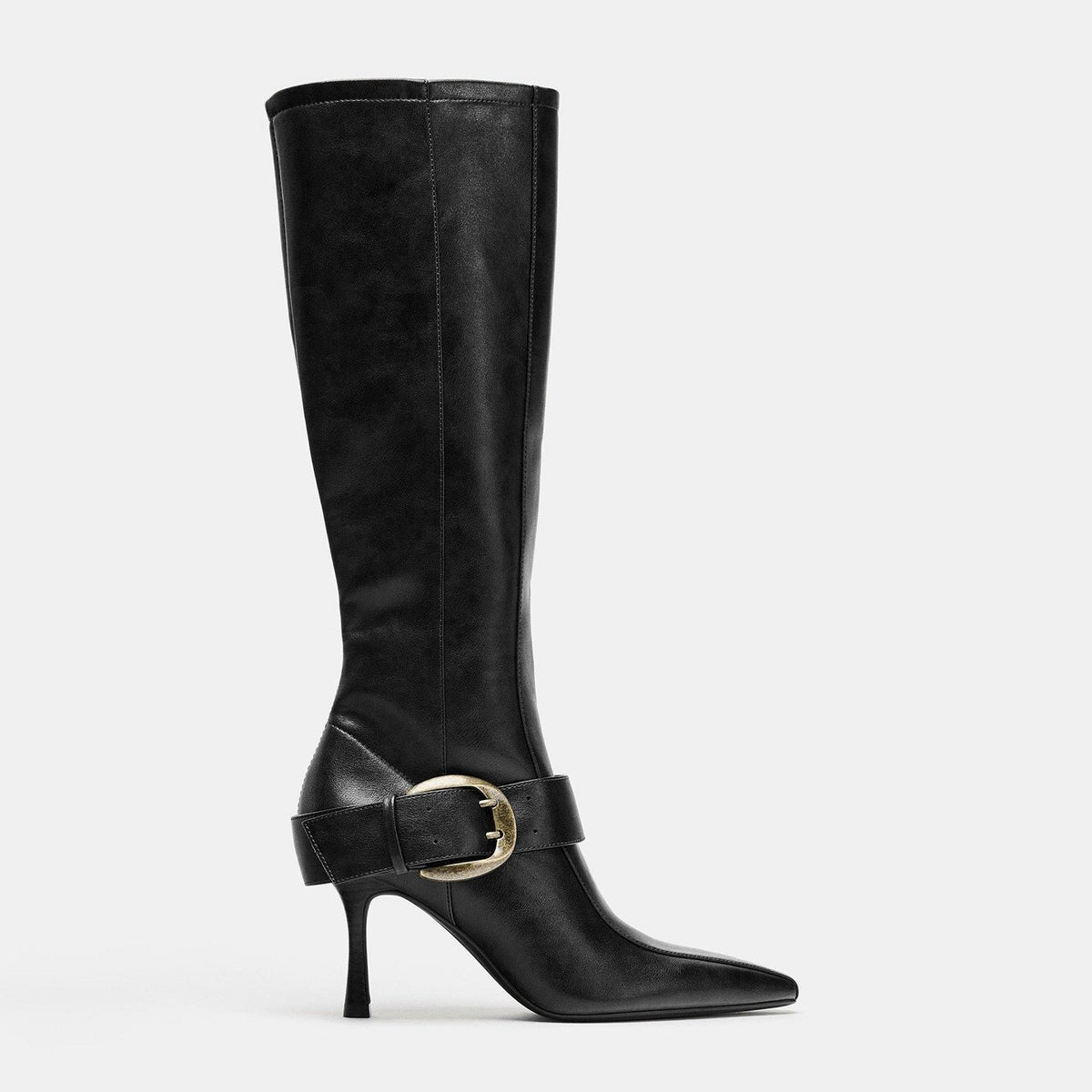 Women's Polished Leather Knee High Boots