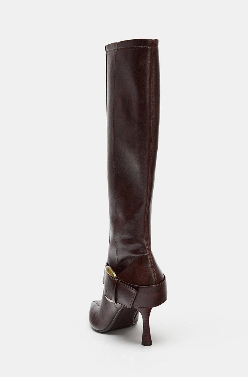 Women's Polished Leather Knee High Boots