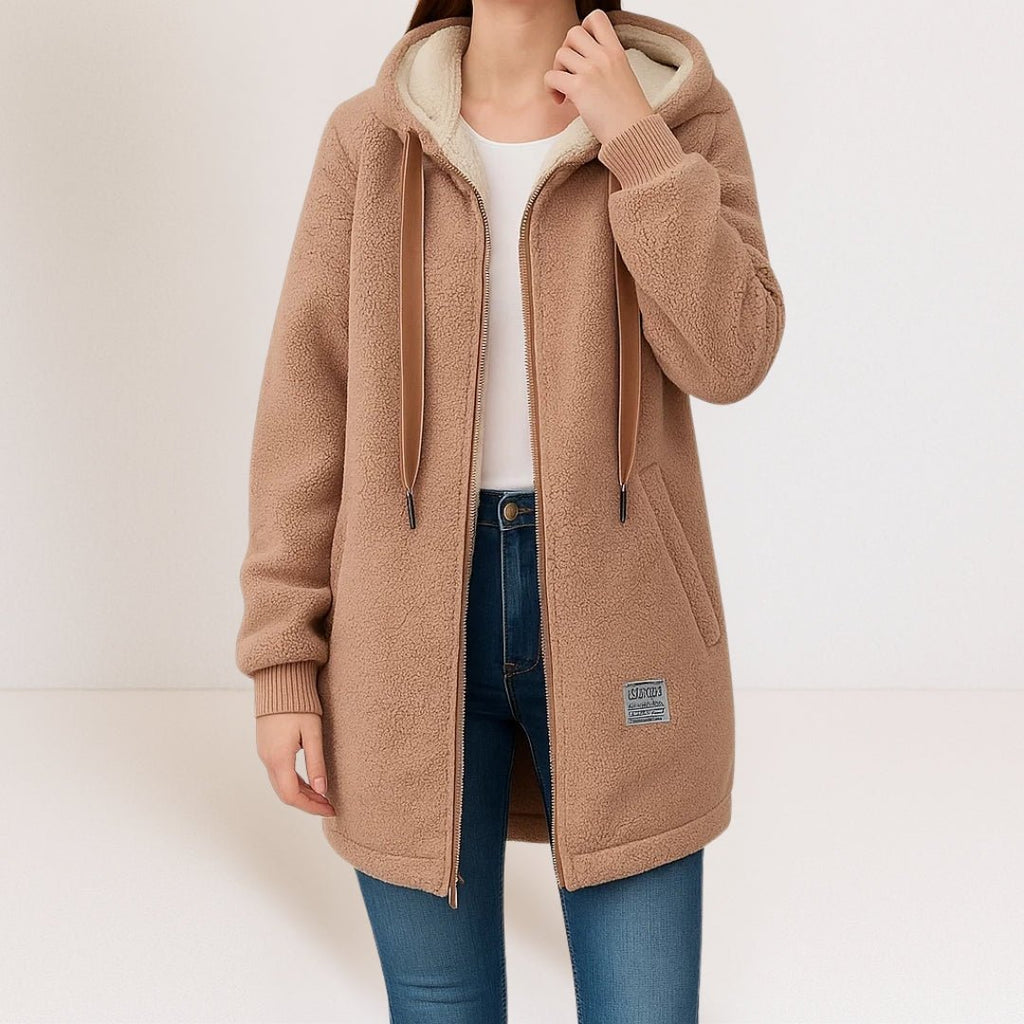 Women's Cosy Sherpa Hooded Longline Jacket