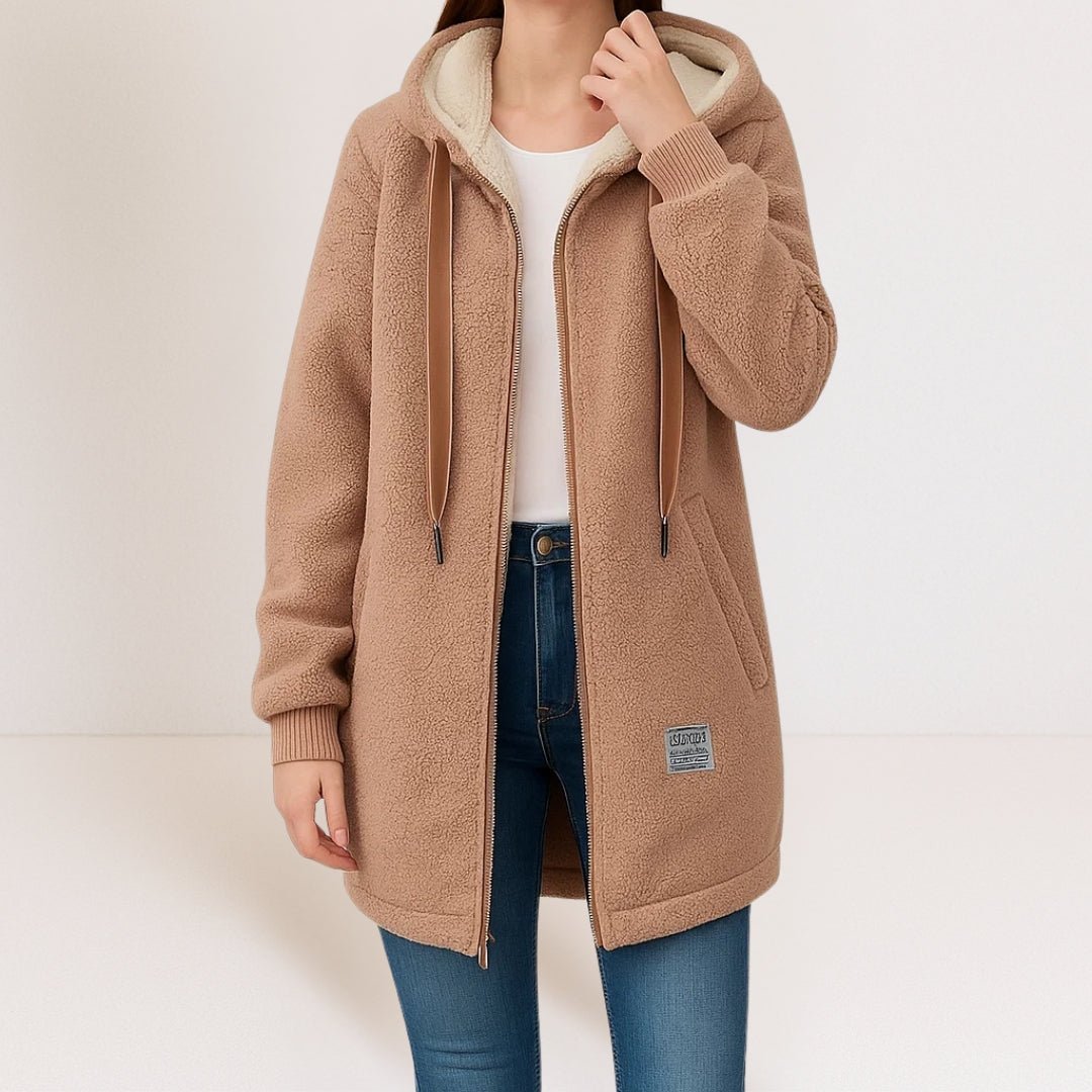 Women's Cosy Sherpa Hooded Longline Jacket