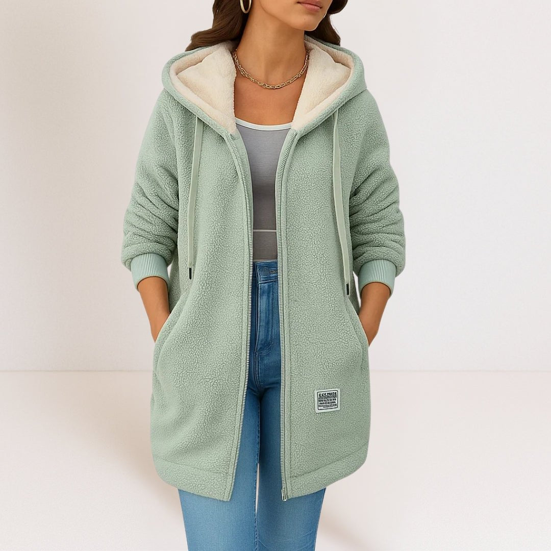 Women's Cosy Sherpa Hooded Longline Jacket