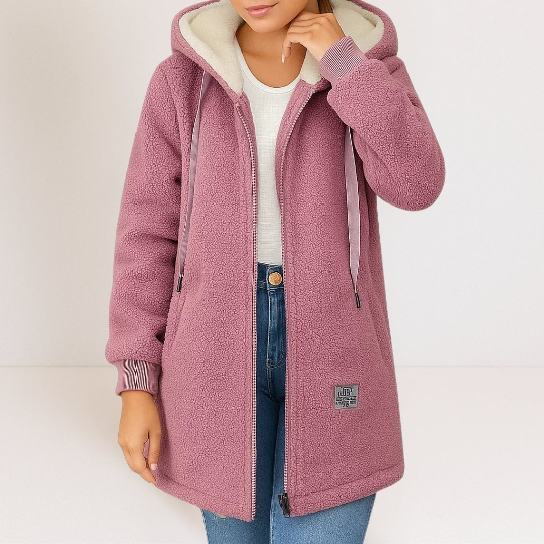 Women's Cosy Sherpa Hooded Longline Jacket