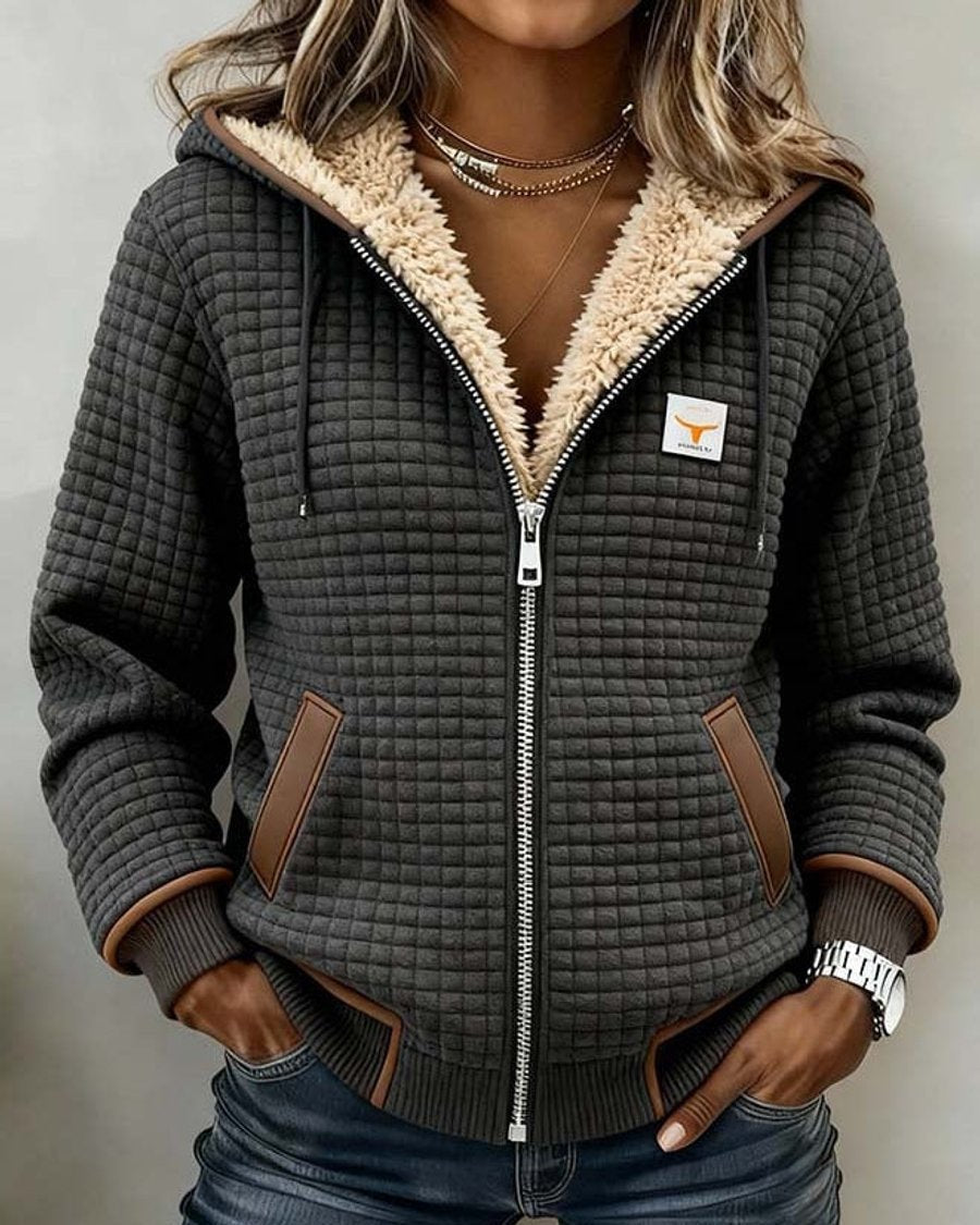 Women's Cosy Sherpa-Lined Quilted Zip-Up Hooded Jacket