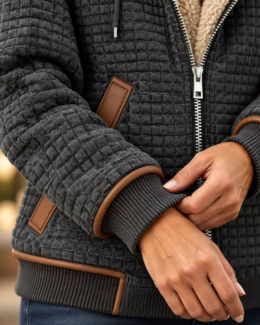 Women's Cosy Sherpa-Lined Quilted Zip-Up Hooded Jacket