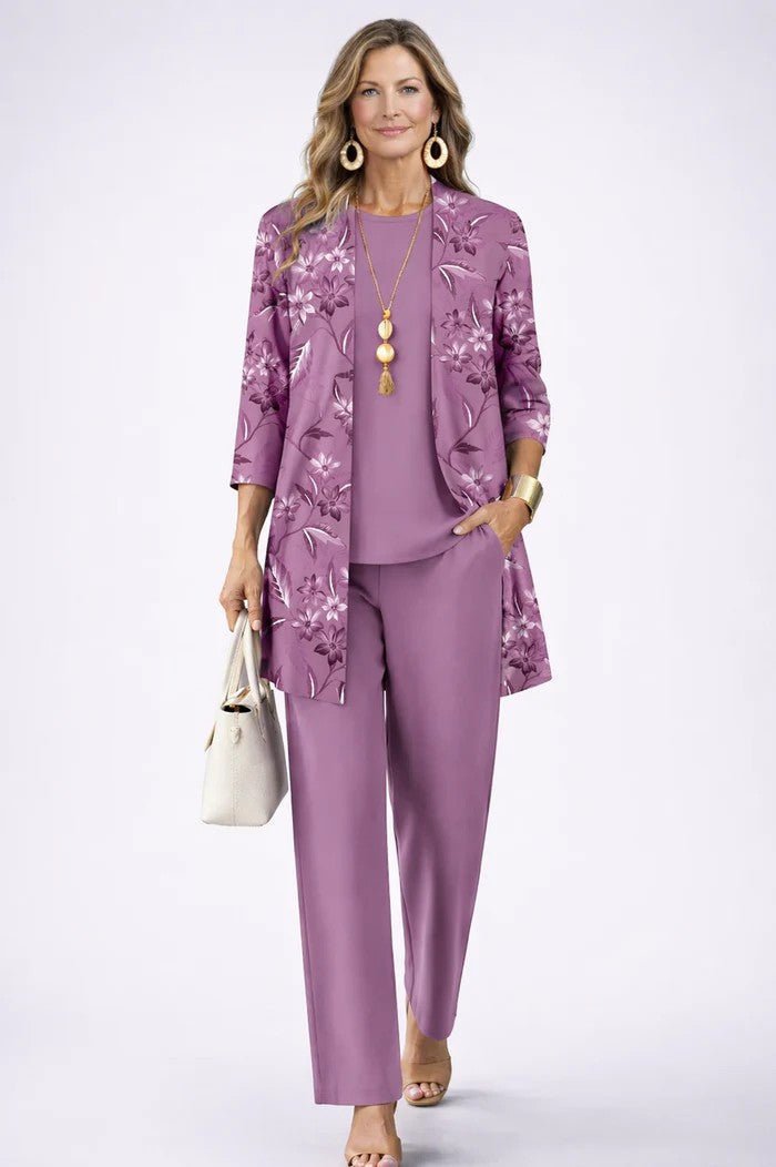 Women's Graceful Three-Piece Cardigan Set