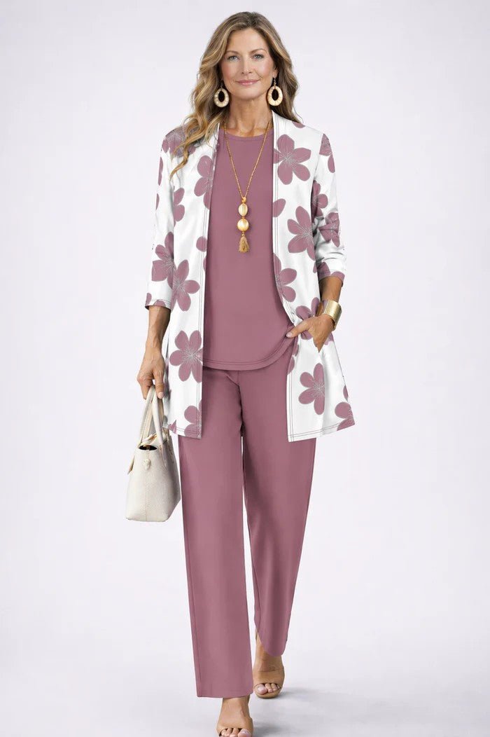 Women's Graceful Three-Piece Cardigan Set