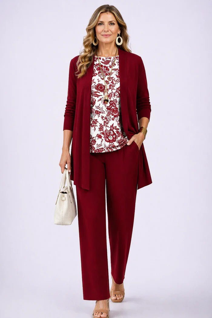 Women's Graceful Three-Piece Cardigan Set
