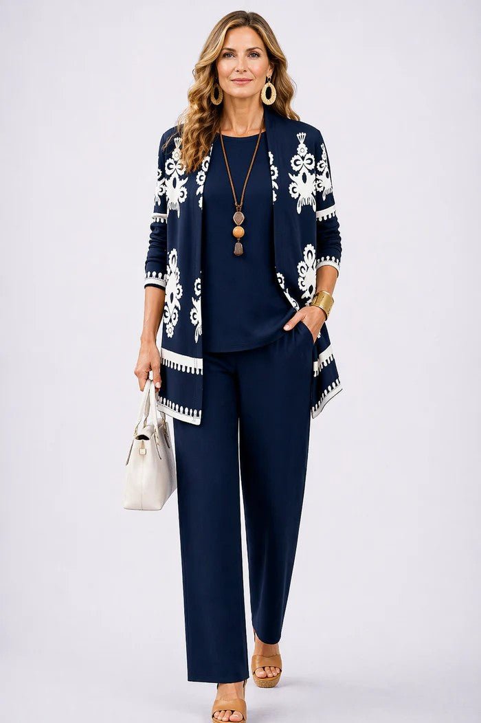 Women's Graceful Three-Piece Cardigan Set