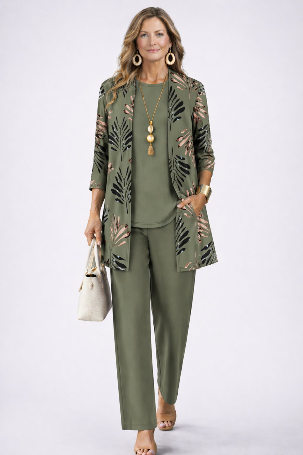 Women's Graceful Three-Piece Cardigan Set