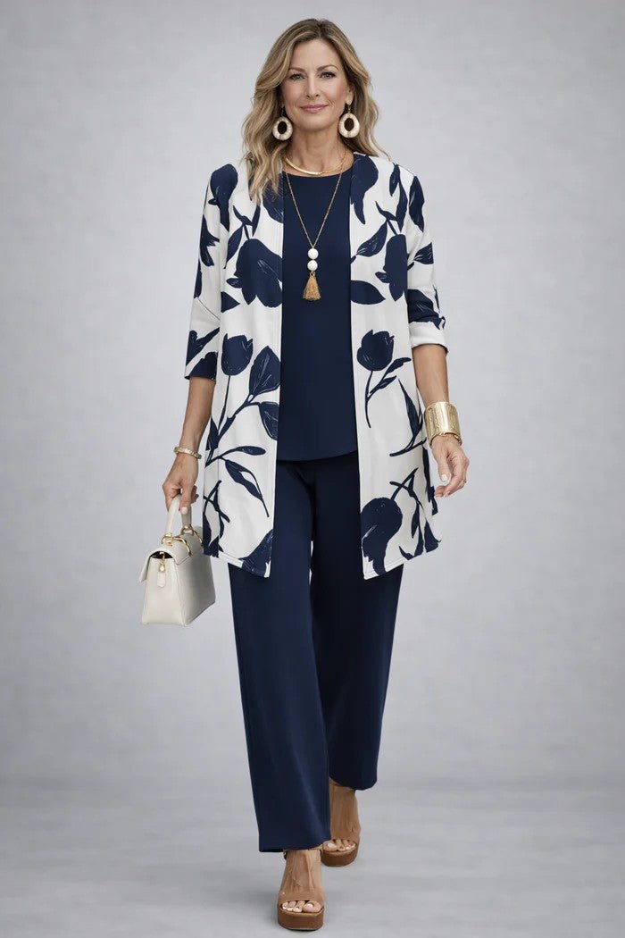 Women's Graceful Three-Piece Cardigan Set