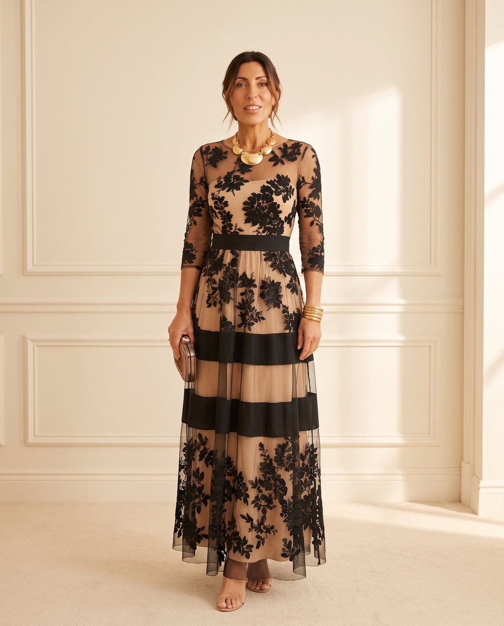 Women's Elegant Lace Midi Dress