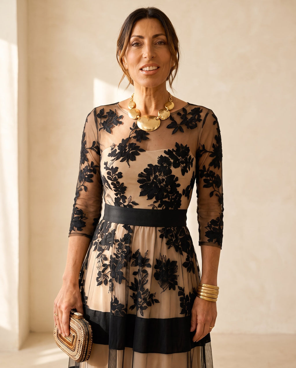 Women's Elegant Lace Midi Dress