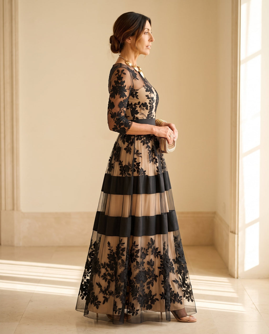 Women's Elegant Lace Midi Dress