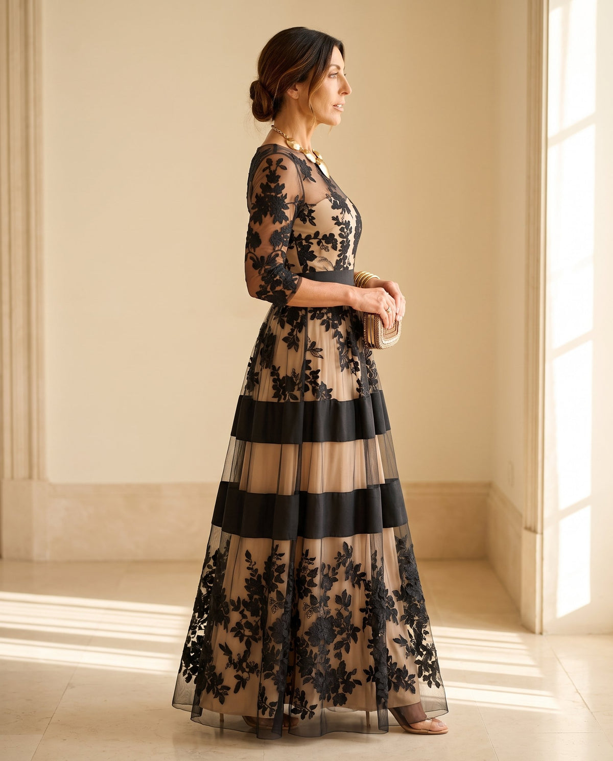 Women's Elegant Lace Midi Dress