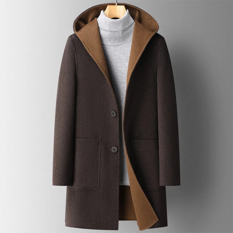 Men's Classic Wool-Blend Hooded Overcoat