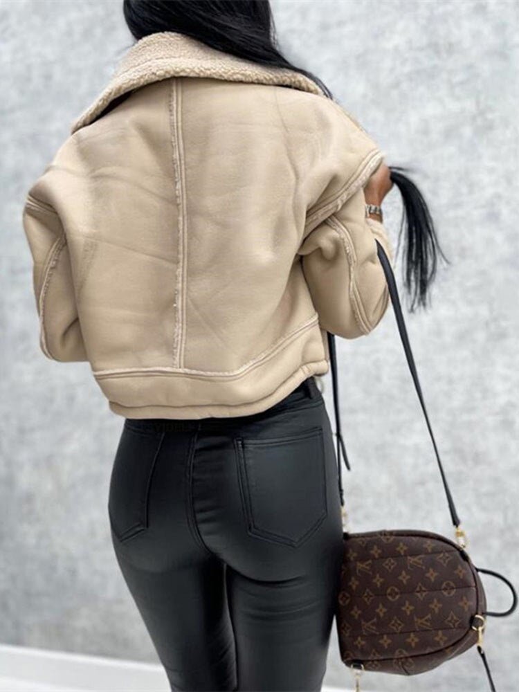 Women's Elegant Faux Leather Shearling Jacket