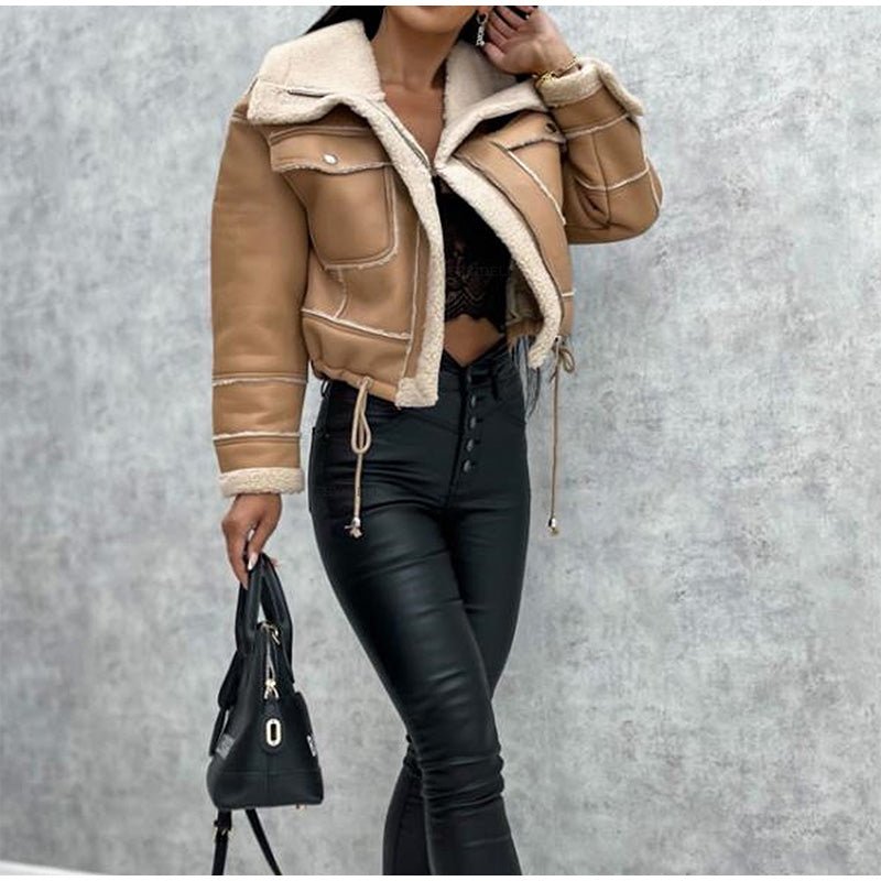 Women's Elegant Faux Leather Shearling Jacket
