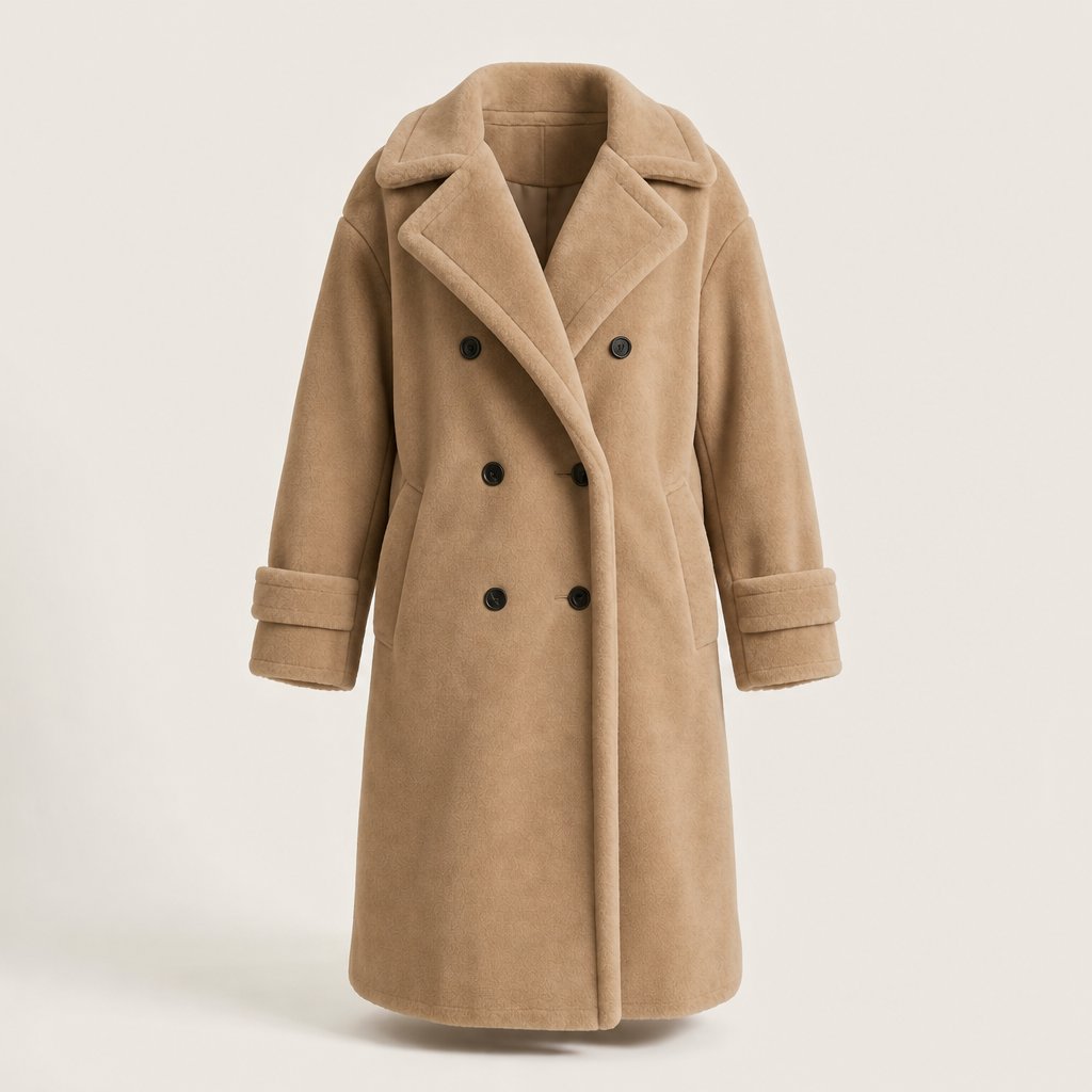 Women's Elegant Double-Breasted Teddy-Lined Coat