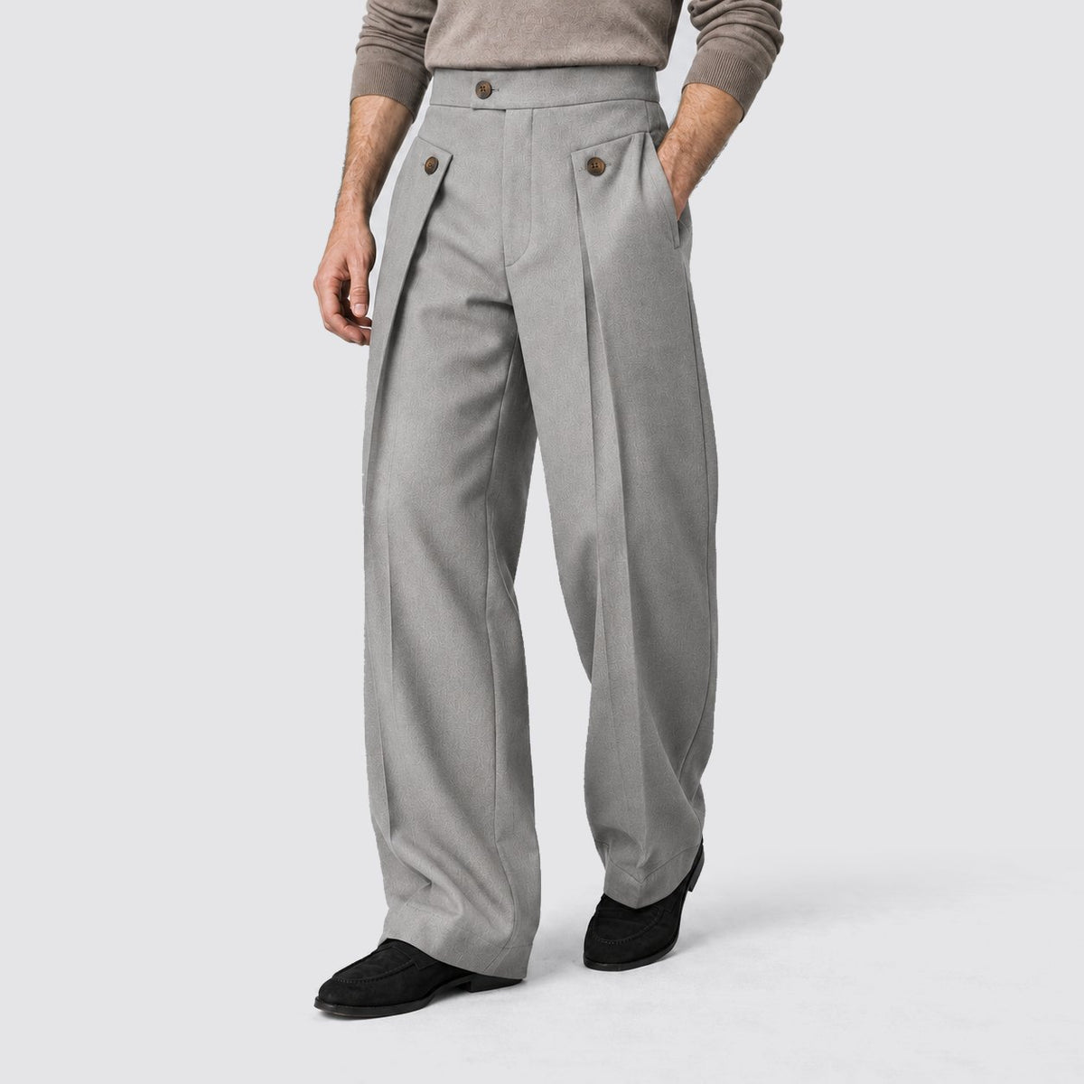 Men's Relaxed Wide Leg Pleated Trousers