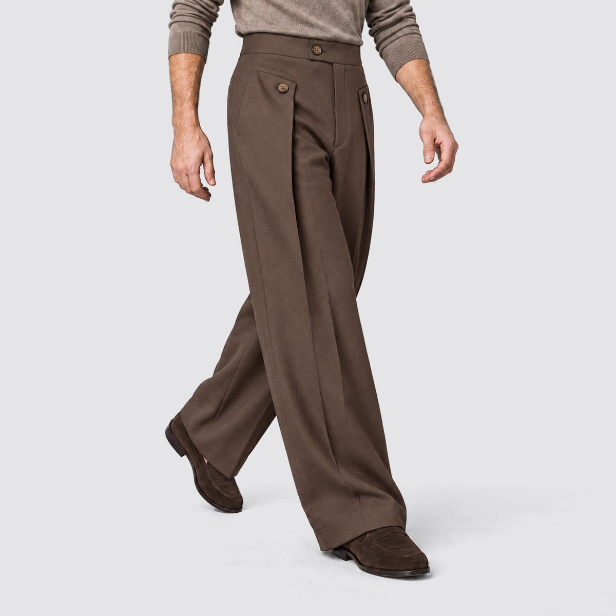 Men's Relaxed Wide Leg Pleated Trousers