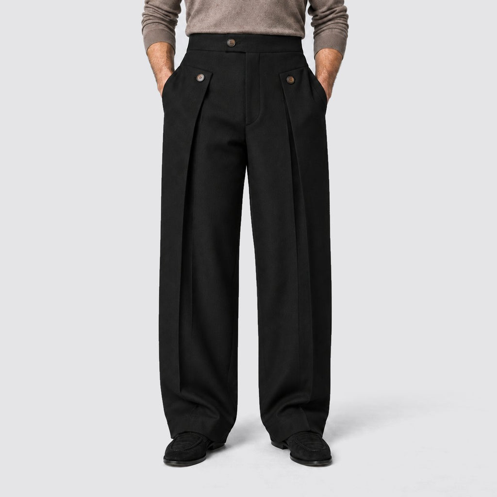 Men's Relaxed Wide Leg Pleated Trousers