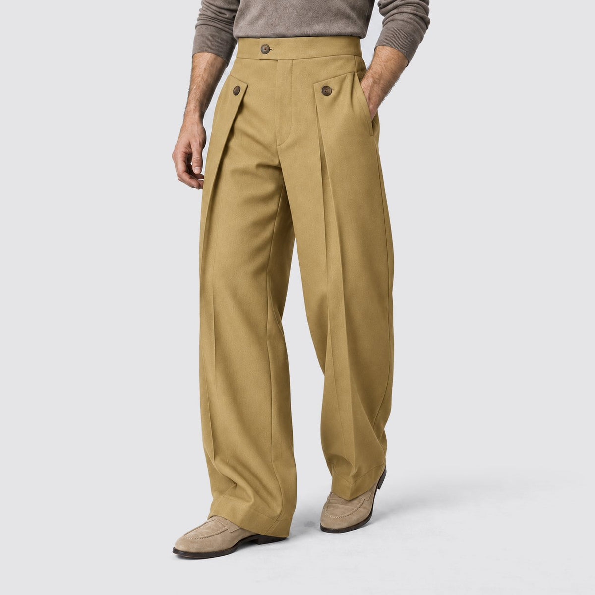 Men's Relaxed Wide Leg Pleated Trousers