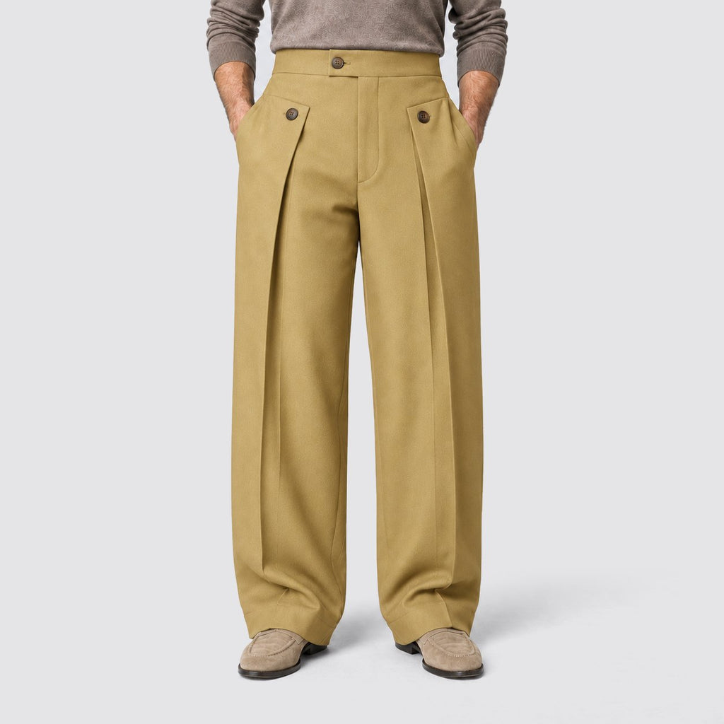 Men's Relaxed Wide Leg Pleated Trousers