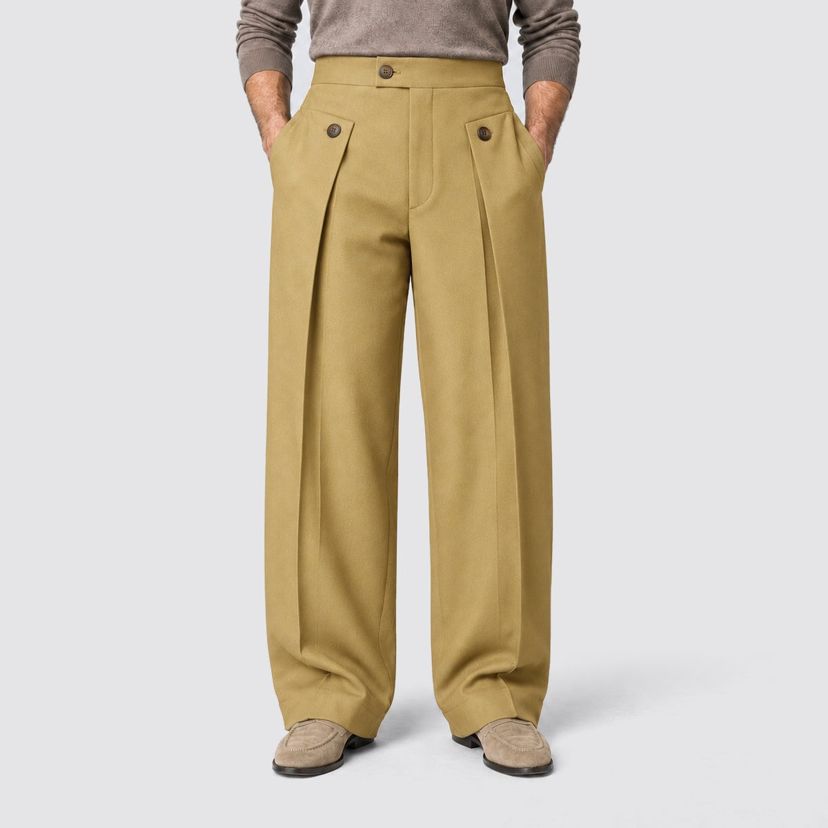 Men's Relaxed Wide Leg Pleated Trousers