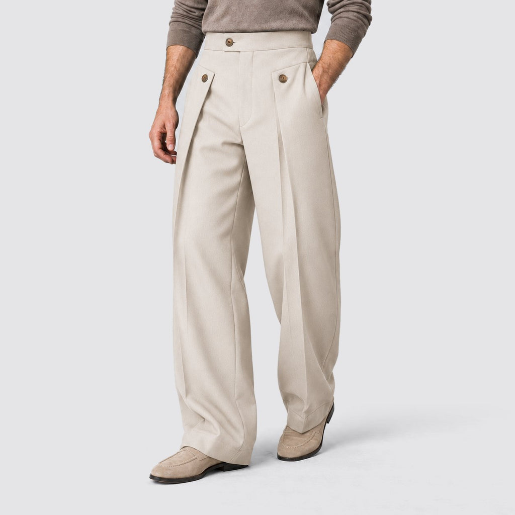 Men's Relaxed Wide Leg Pleated Trousers