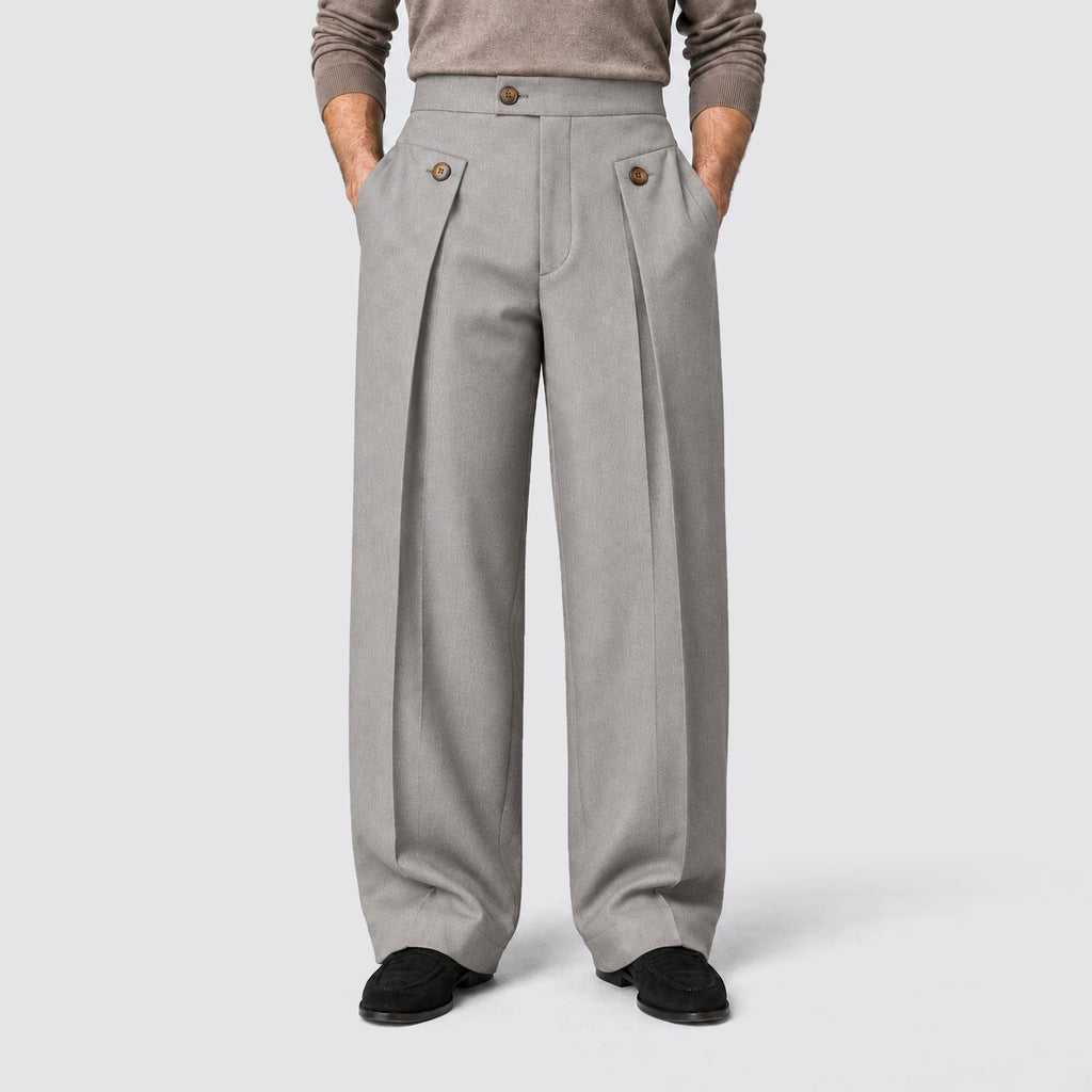 Men's Relaxed Wide Leg Pleated Trousers