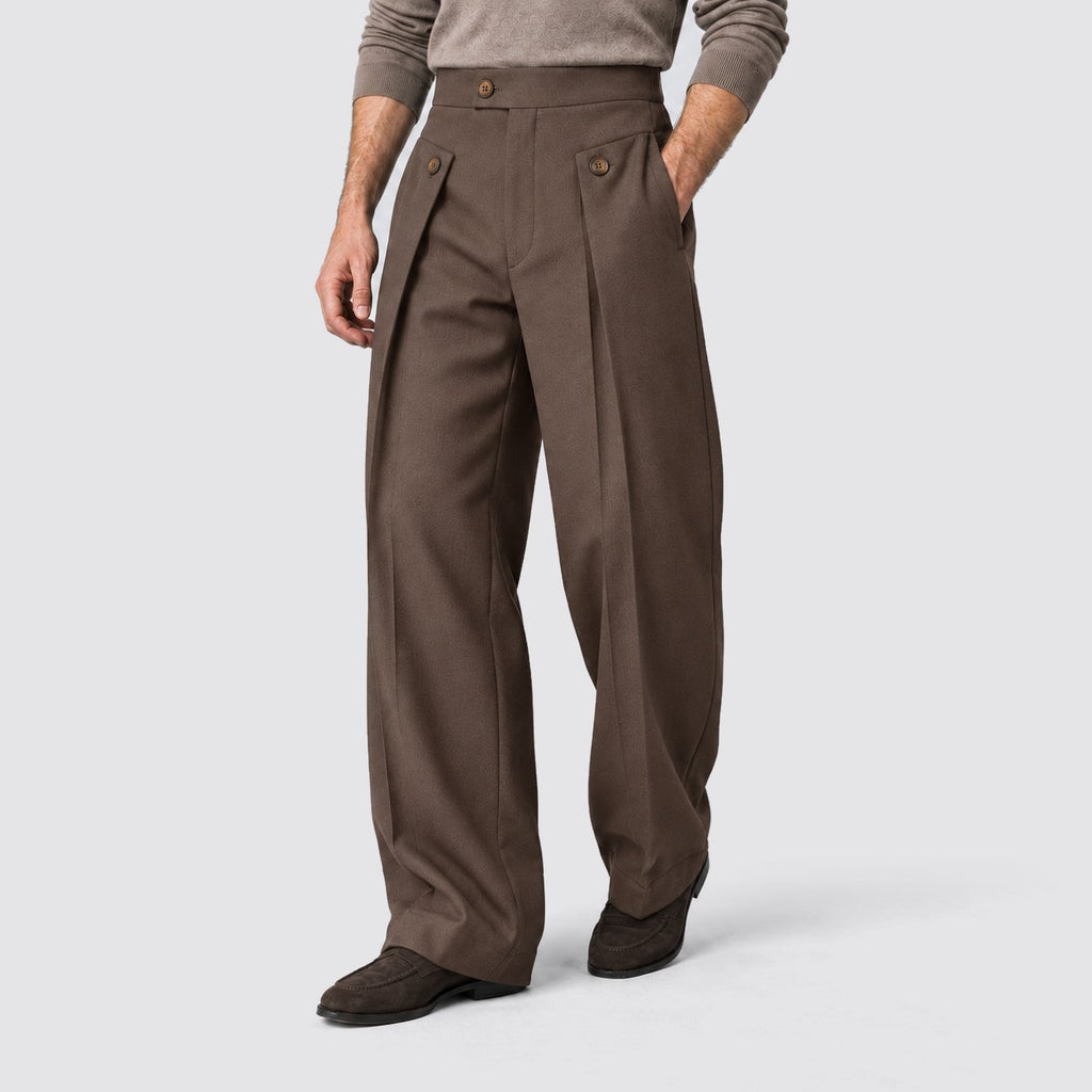 Men's Relaxed Wide Leg Pleated Trousers