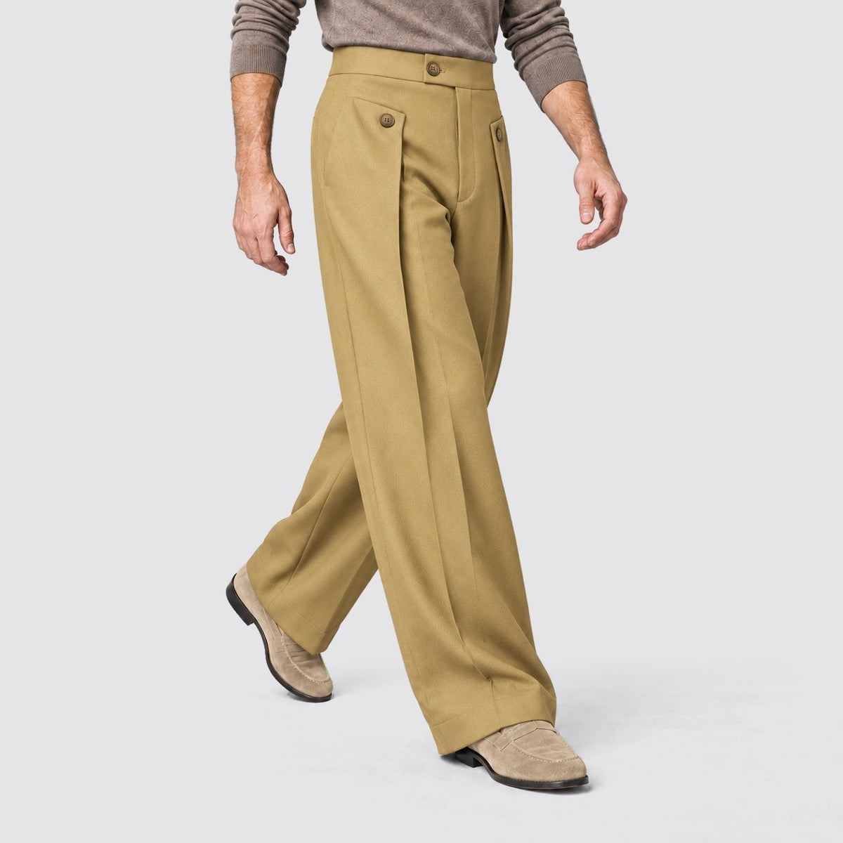 Men's Relaxed Wide Leg Pleated Trousers