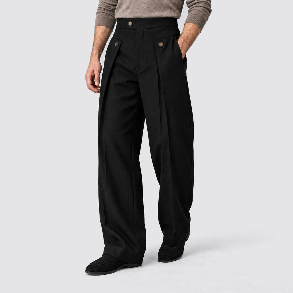 Men's Relaxed Wide Leg Pleated Trousers