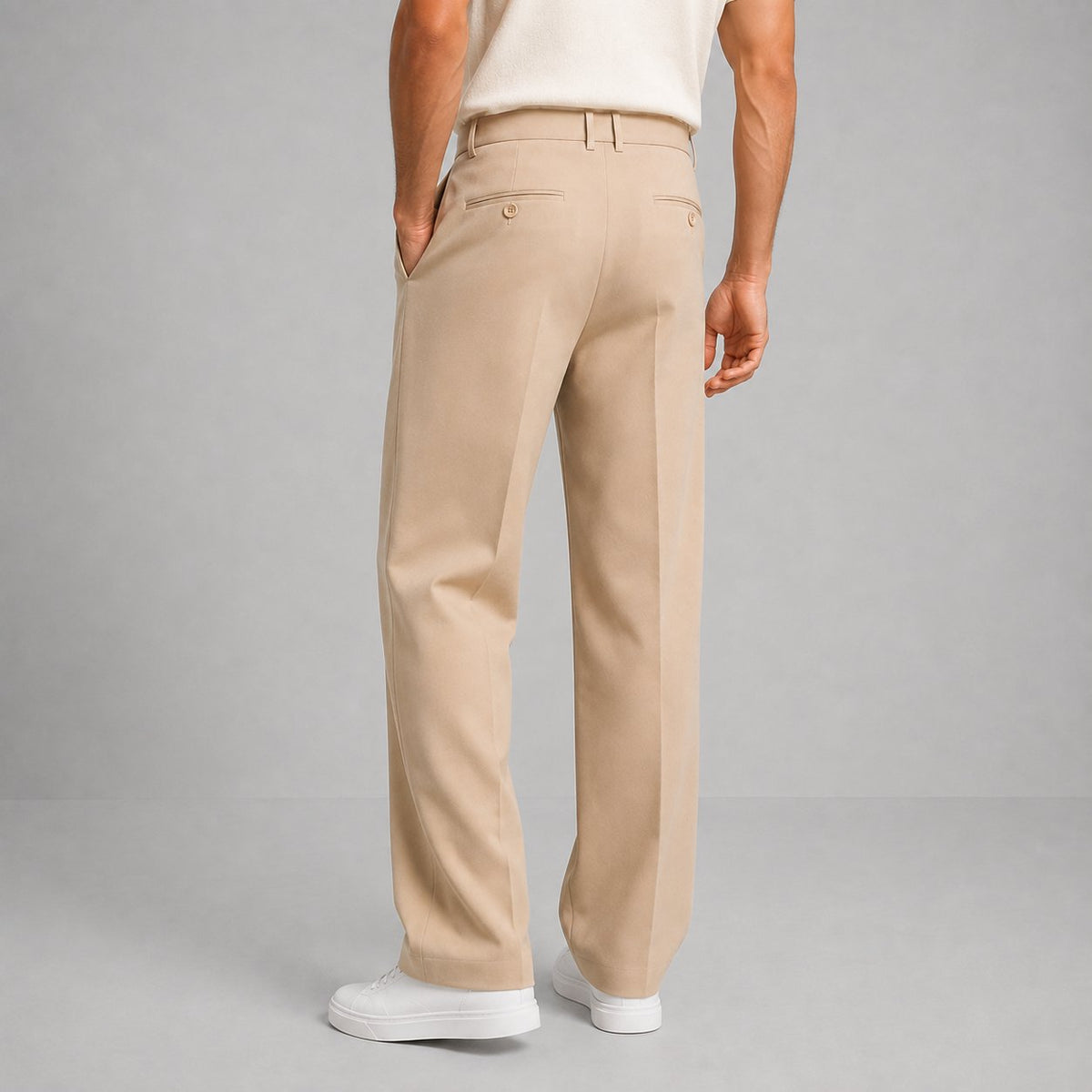 Men's Polished Front Pleat Straight Leg Trousers
